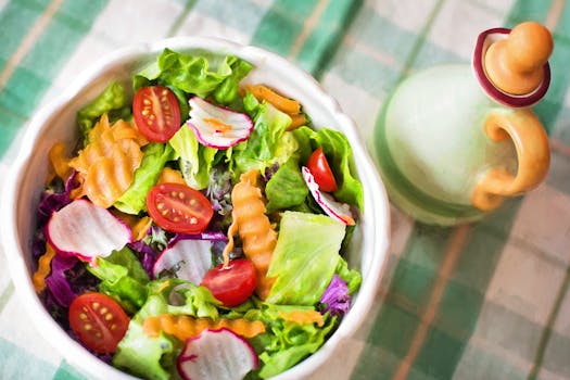 colorful salad with probiotic foods