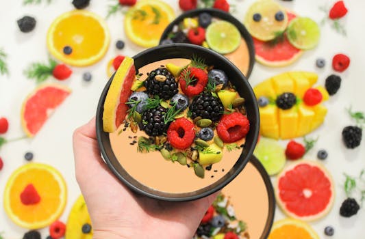 colorful smoothie with fruits and oats