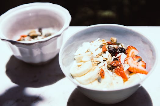 yogurt with fruits and seeds