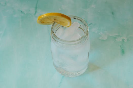 glass of water with lemon