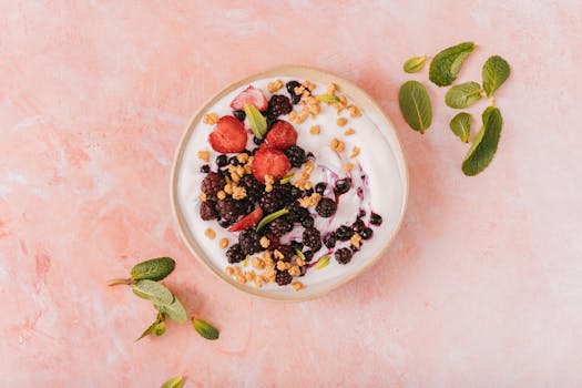 colorful smoothie with yogurt and fruits