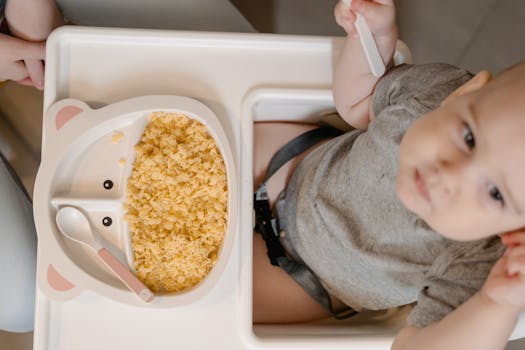 baby enjoying healthy food