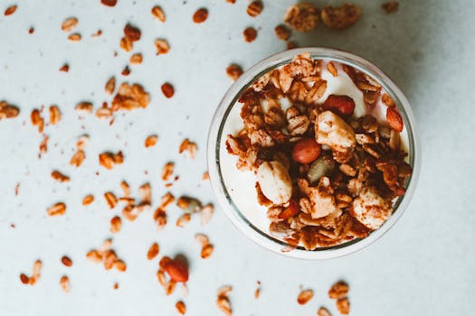 a delicious yogurt parfait with fruits and oats