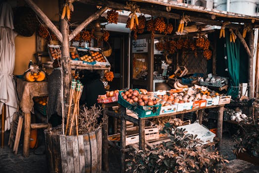 colorful display of fresh fruits and vegetables